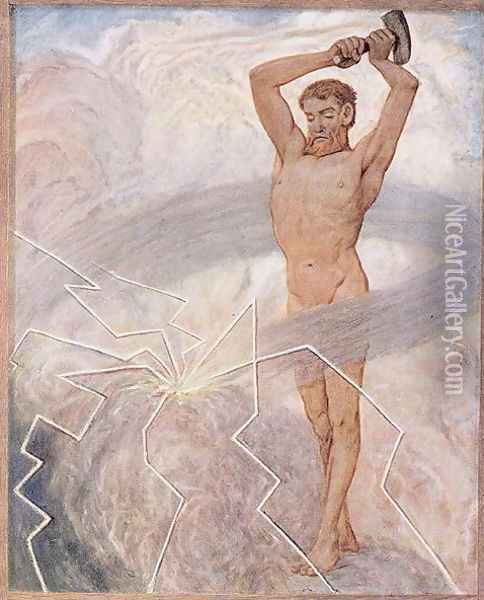 July, illustration from Festkalender published in Leipzig c.1910 Oil Painting - Hans Thoma
