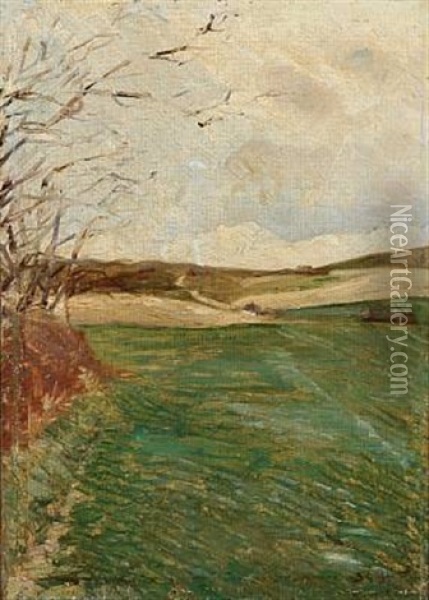 Landscape By Fall Oil Painting - Fridolin Hans Johansen