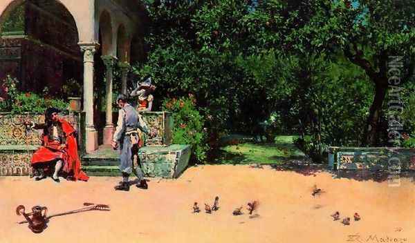 Scene in the gardens of the Fortress of Seville Oil Painting - Raimundo de Madrazo y Garreta