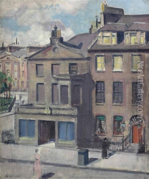 George Street And Charlotte Square From The Artist's Studio Oil Painting - Francis Campbell Boileau Cadell