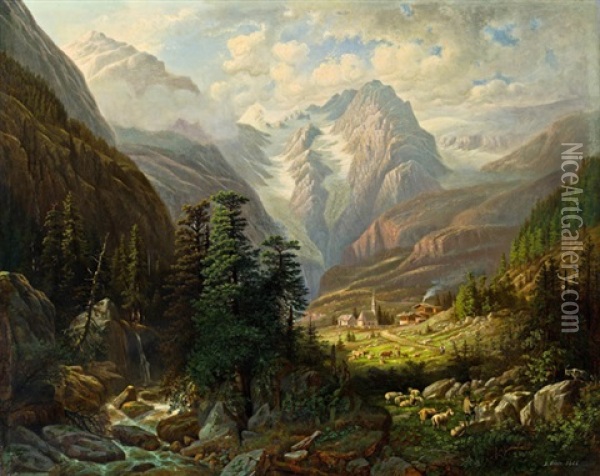 Dorf Im Gebirge Oil Painting - August Oeser