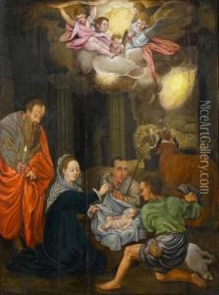 The Adoration Of The Shepherds Oil Painting - Lambert Lombard
