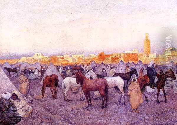 Encampment near a Moroccan Village 1888 Oil Painting - William Merritt Chase
