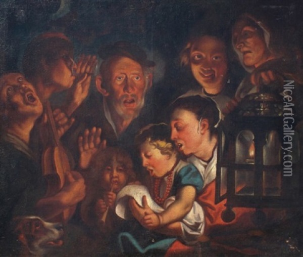 Family In Merriment Oil Painting - Antonio Cifrondi