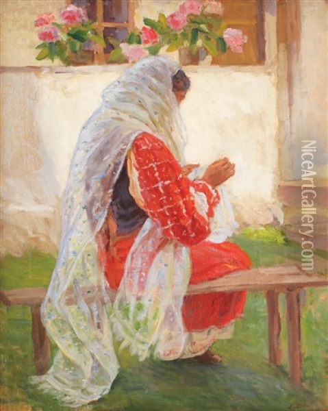 Peasant Oil Painting - Pierre Bellet