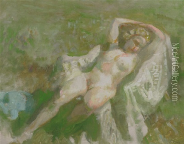 Model, Der Soler Sig I Graesset Oil Painting - Julius Paulsen