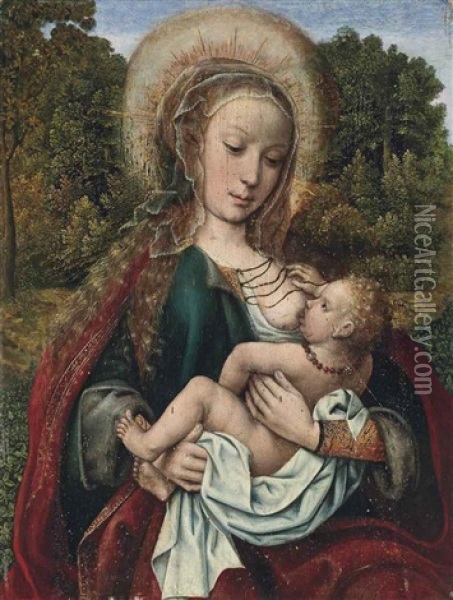 The Virgin And Child In A Garden Oil Painting -  Master of Frankfurt
