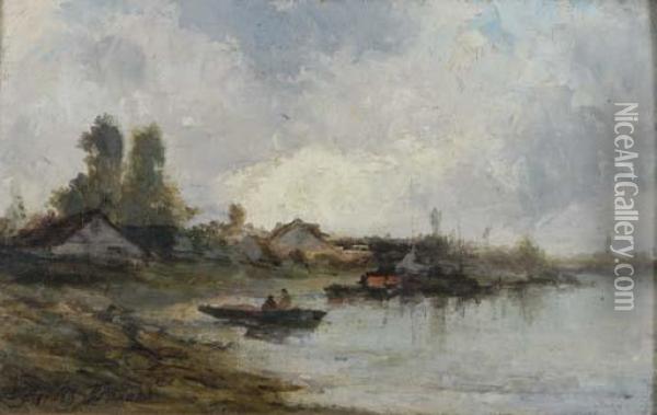 A River Landscape Oil Painting - Jules Dupre