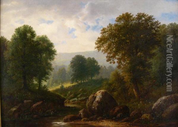 River Landscape Oil Painting - Herman Geyer