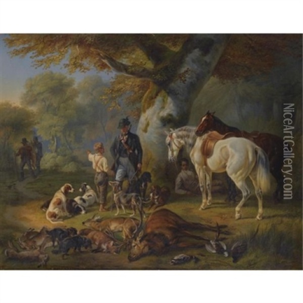 Die Erfolgreiche Jagd (the Successful Hunt) Oil Painting - Albrecht Adam
