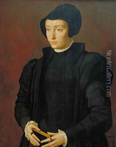 Portrait of Christina of Denmark, 1545 Oil Painting - Michiel van Coxie