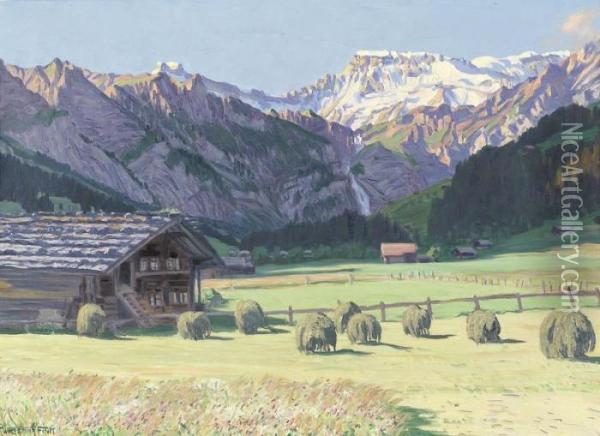 Sommermorgen Bei Adelboden Oil Painting - Waldemar Fink