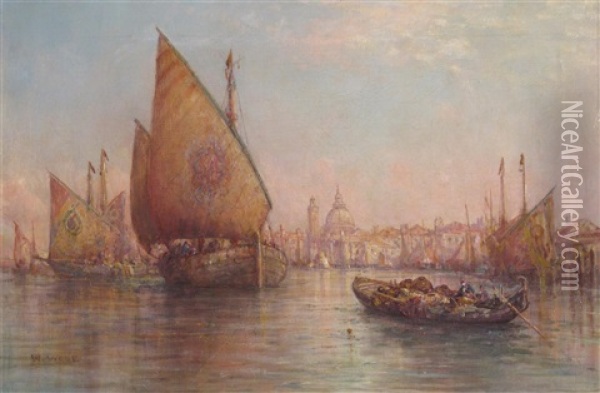 Bragozzos, Venice Oil Painting - William Webb