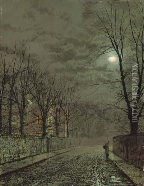 Under The Moonbeams, Knostrop Hall Oil Painting - John Atkinson Grimshaw