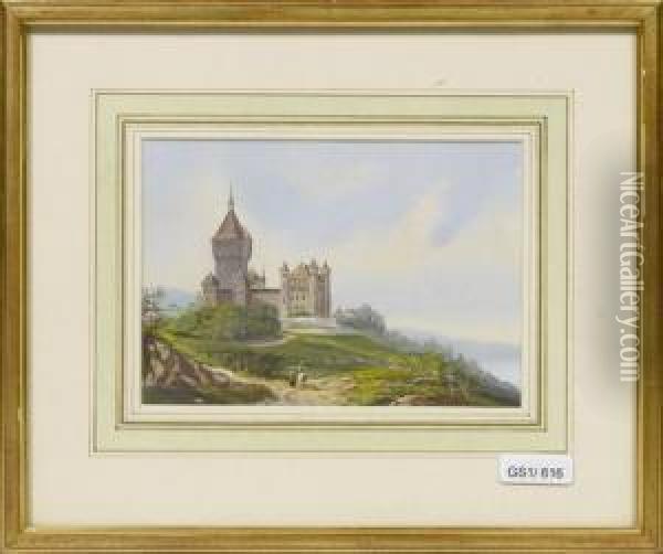Chateau Devufflens Oil Painting - Luc Henri Mottu