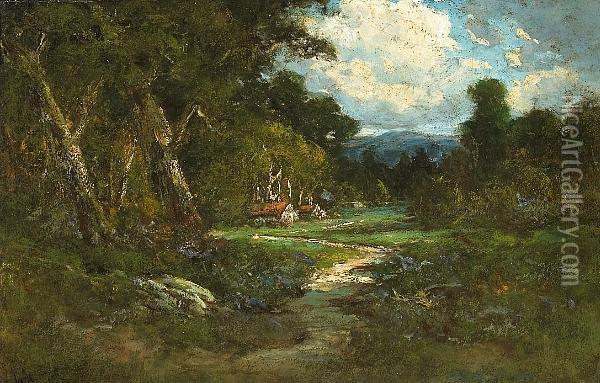 A Farmhouse In A Forest Clearing Oil Painting - William Keith