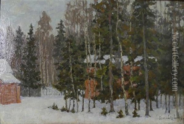 Winter Landscape Oil Painting - Petr Ivanovich Petrovichev