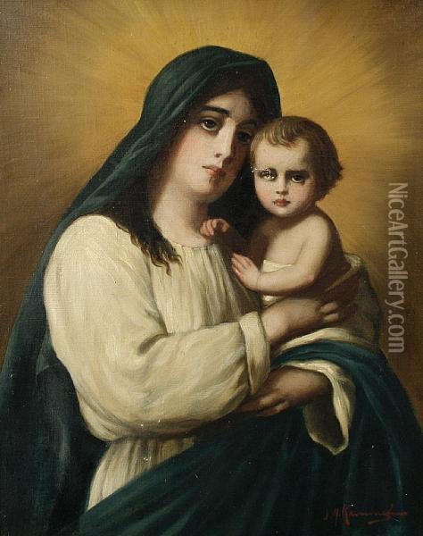 Madonna And Child Oil Painting - Joseph Malachy Kavanagh