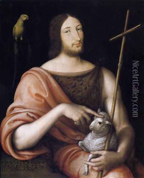 Portrait of Francois I as St John the Baptist 1518 Oil Painting - Jean Clouet