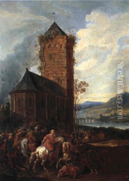 Skirmish Between Turks And Christians Oil Painting - Jan Frans van Bredael the Elder