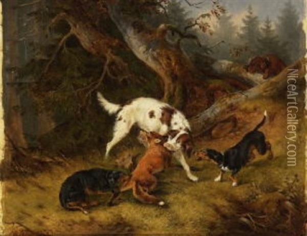 Jagdhunde Haben Eine Fuchs Gefangen Oil Painting - Wilhelm Melchior