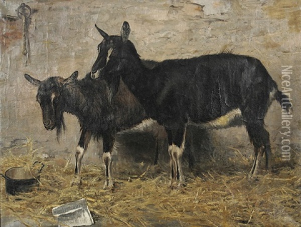 Ziegenpaar Oil Painting - Otto Fikentscher