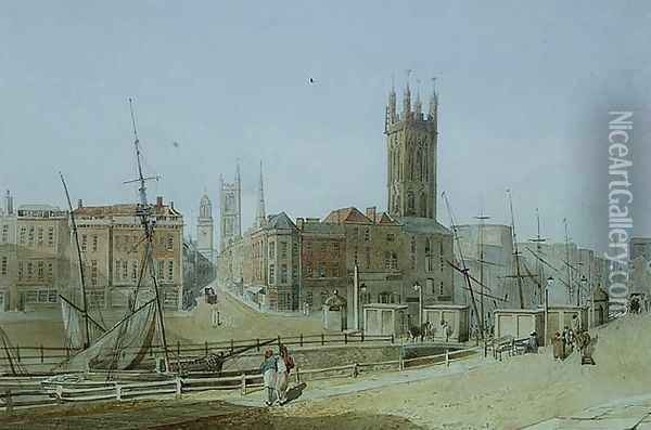 The Draw Bridge from St Augustines Bank Bristol Oil Painting - James Johnson
