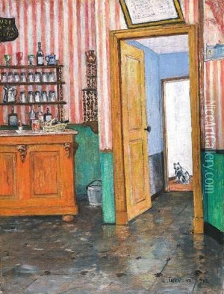 Cafe-interieur (1912) Oil Painting - Louis Thevenet