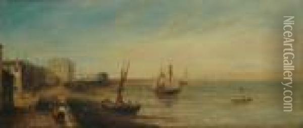 Old Brighton Oil Painting - Edward William Cooke