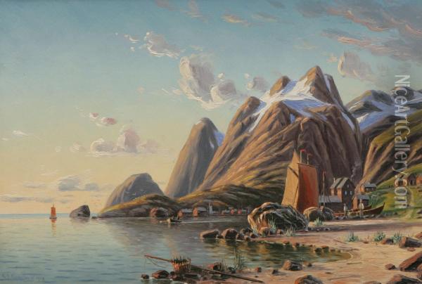 Hamn Med Batar Oil Painting - Julius Granberg