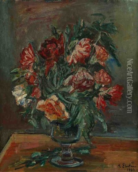 Bouquet Au Vase En Verre Oil Painting - Henri Epstein