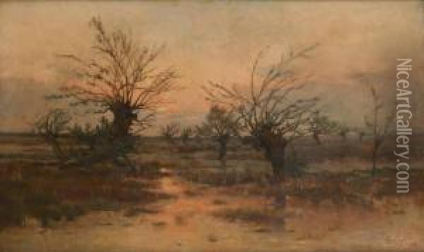 Coucher De Soleil Sur Le Marais Oil Painting - Lucien Frank