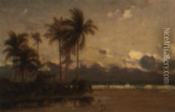 On The Beach, St. Kitts Oil Painting - Peleg Franklin Brownell