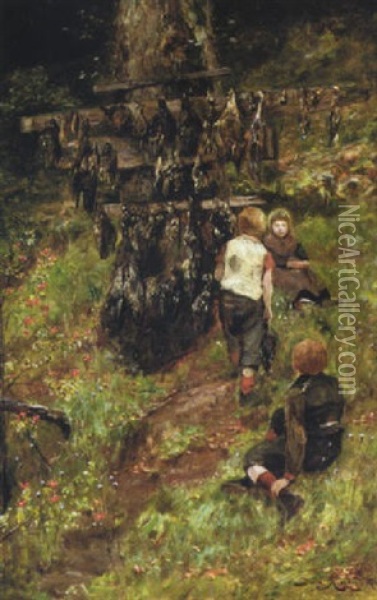 The Gamekeeper's Children Oil Painting - Sir David Murray