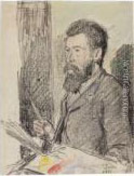 Portrait Georges Seurat, Zeichnend Oil Painting - Maximilien Luce