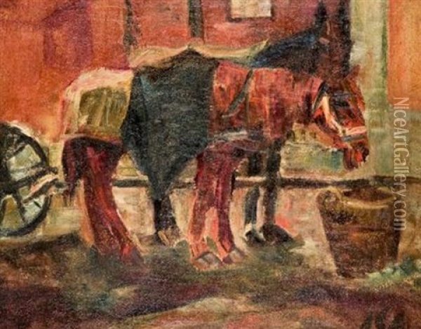 Pferdegespann Oil Painting - Albert Schiestl-Arding