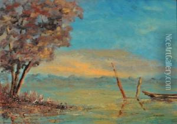Scorcio Di Laguna Oil Painting - Ugo Flumiani