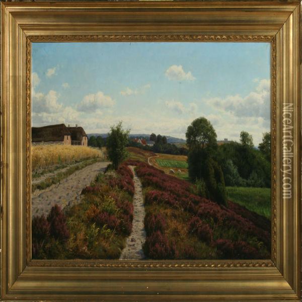 Landscape With Meadow And Farmhouses Oil Painting - Axel Birkhammer