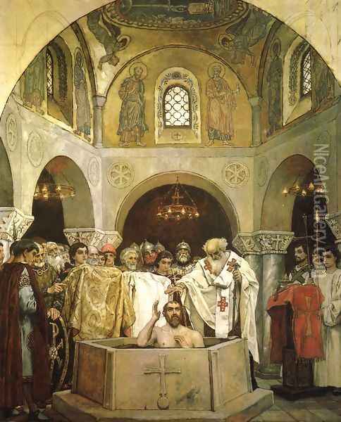 Baptism of Saint Prince Vladimir 1890 Oil Painting - Viktor Vasnetsov
