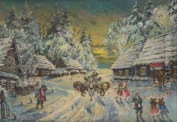 Traineau Dans La Neige Oil Painting - Konstantin Alexeievitch Korovin