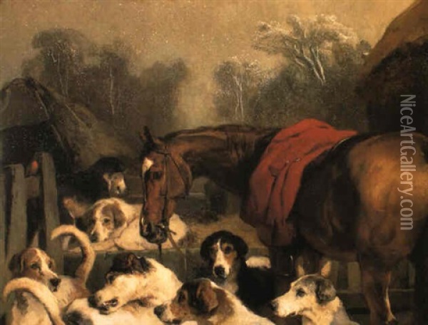 No Hunting Till The Weather Breaks Oil Painting - Sir Edwin Henry Landseer