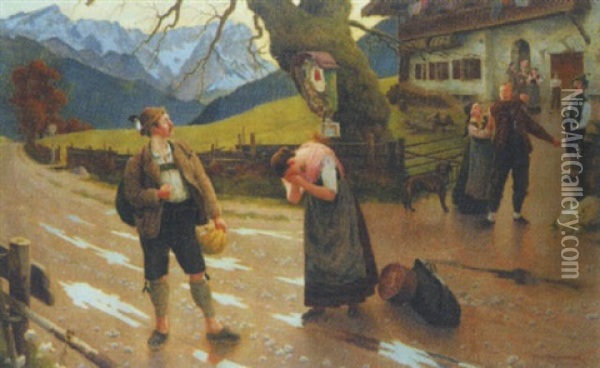 Die Verstosene Oil Painting - August Wilhelm Dieffenbacher