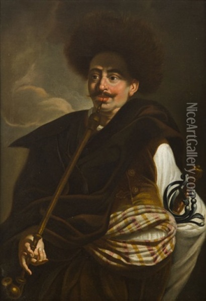 Portrait Of Man In Polish Costume Oil Painting - Johann (Jan) Kupetzki