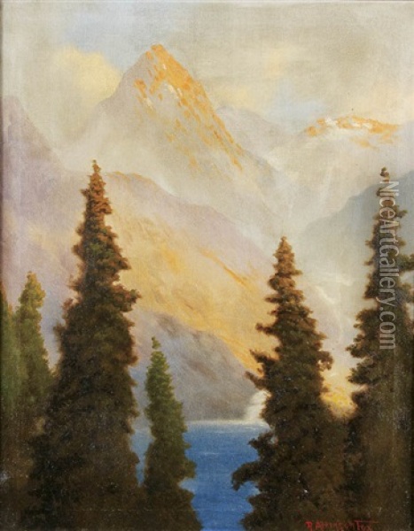 Mountains At Sunset Oil Painting - Robert Atkinson Fox