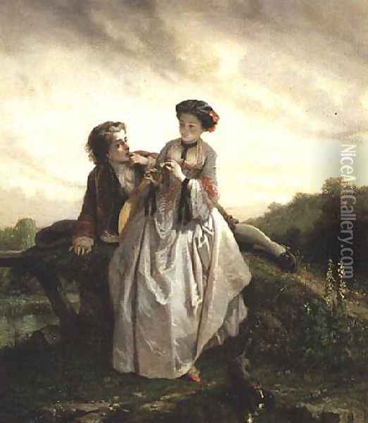 Flirtation Oil Painting - Francois Claudius Compte-Calix
