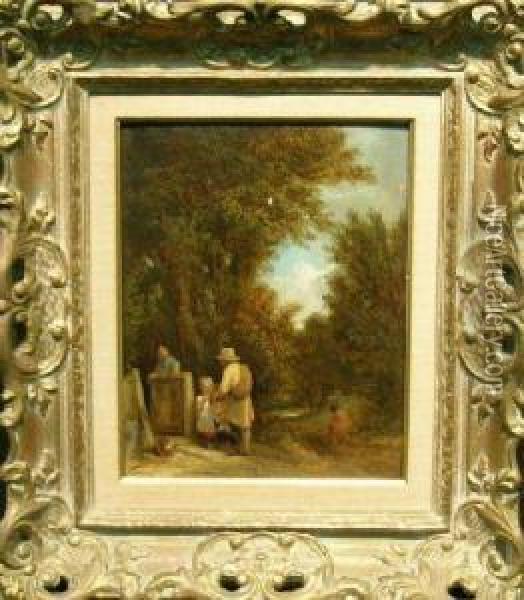 A Traveler In A Landscape Oil Painting - William Mulready