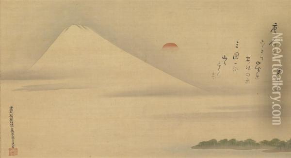 Mount Fuji Oil Painting - Tosa Mitsusada