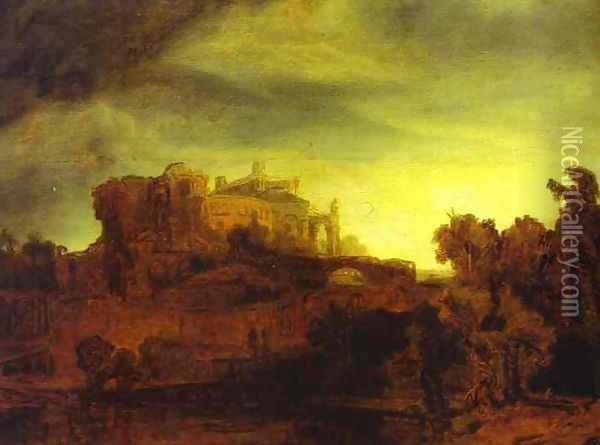 Landscape with a Castle Oil Painting - Rembrandt Van Rijn