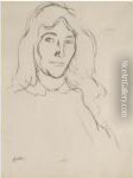 Woman With Long Hair Oil Painting - Samuel John Peploe