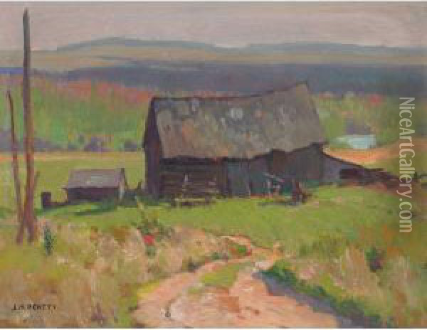 Summer Landscape With Barn, Ontario Oil Painting - John William Beatty